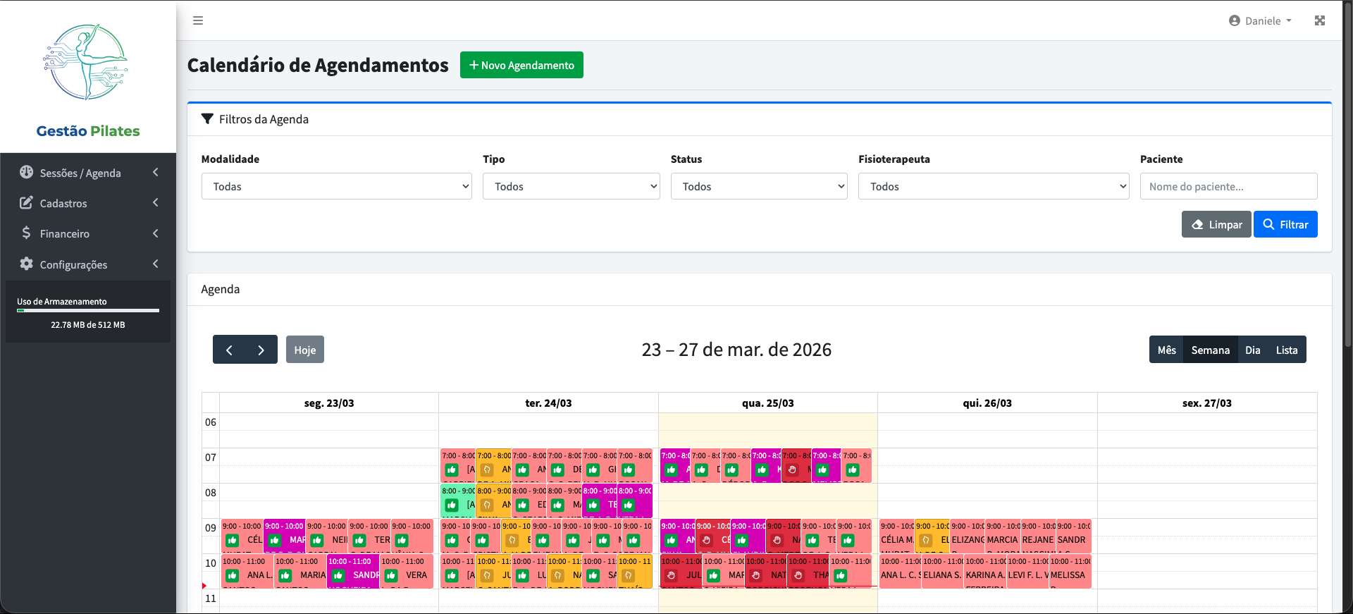 Painel Gestão Pilates